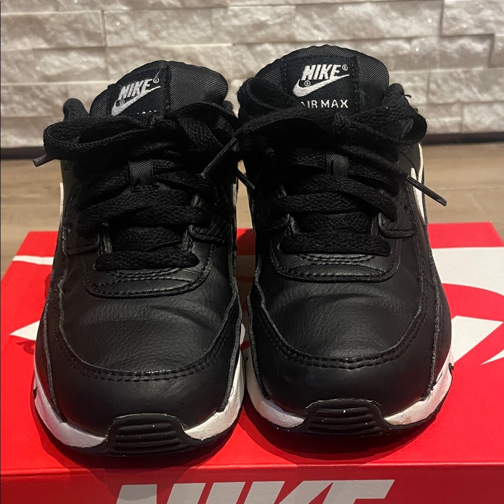 Nike Air Max Kids Black White Leather Sneakers - Picture 3 of 5